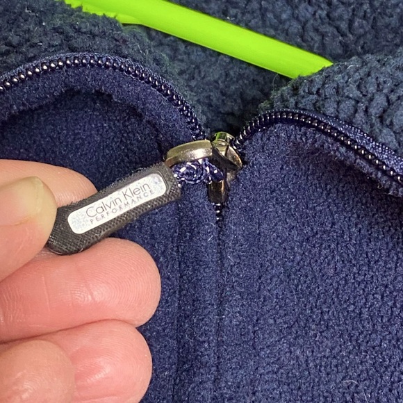 Calvin Klein performance fleece quick dry jacket w/Thumbholes Navy Blue - Picture 11 of 13
